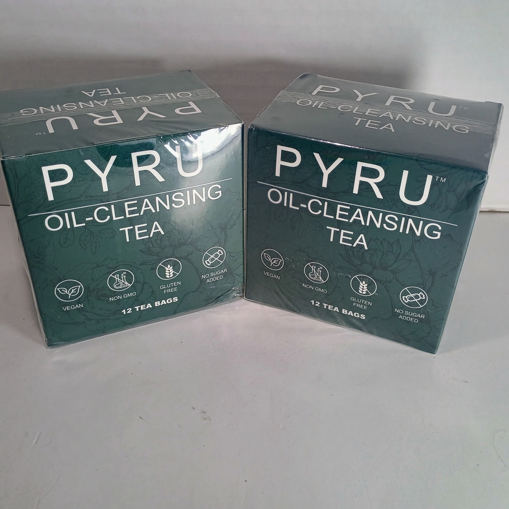 Pyru Oil-Cleansing Tea 2-Pack-24 Bags-Vegan Tea Bags Non-GMO No Gluten Exp 10/26